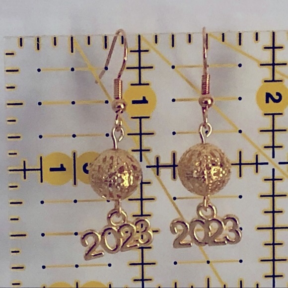 New 2023 or 2024 Prom Graduation New Year’s Eve, Grad Handmade Dangling Earrings - Picture 4 of 4